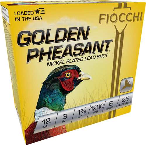 Fiocchi Golden Pheasant 12ga - 3" 1-3/4 #6 25rd 10bx/cs - Skoutley Outdoors LLC