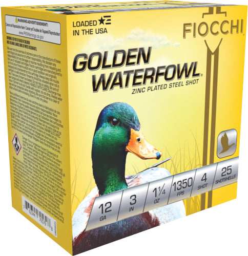 Fiocchi Golden Waterfowl 12ga - 3" 1-1/4oz #4 25rd 10bx/cs - Skoutley Outdoors LLC