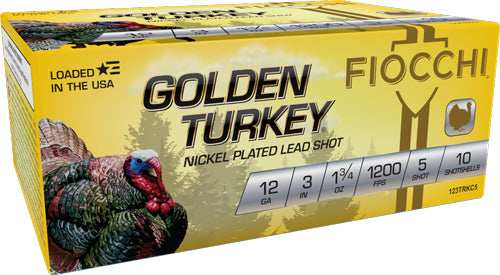 Fiocchi Golden Turkey 12ga 3" - 1-3/4oz #5 10rd 10bx/cs - Skoutley Outdoors LLC