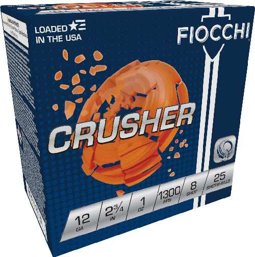 Fiocchi Crusher 12ga 2.75" - 1oz #8 1300fps 250rd Case Lot - Skoutley Outdoors LLC