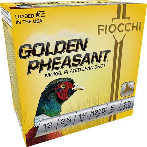 Fiocchi Golden Pheasant 12ga - 2.75" 1-3/8oz #5 25rd 10bx/cs - Skoutley Outdoors LLC