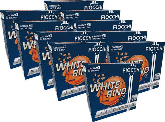 Fiocchi White Rino 12ga 2.75" - 1-1/8oz #7.5 1250fps 250r Case - Skoutley Outdoors LLC