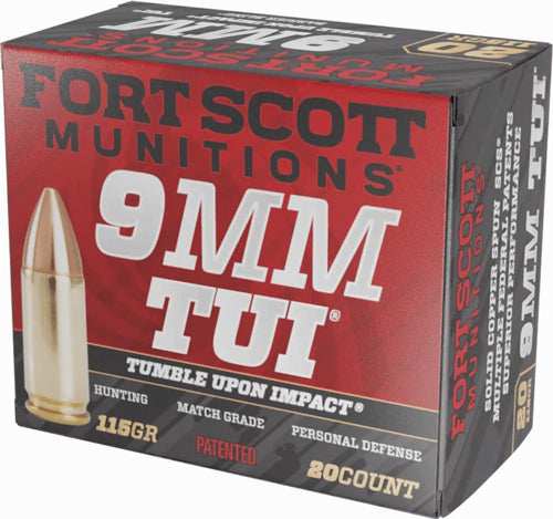 Fort Scott 9mm Luger 115gr - Tui Solid Copper 20rd 25bx/cs - Skoutley Outdoors LLC