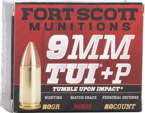 Fort Scott 9mm Luger +p 80gr - Tui Solid Copper 20rd 25bx/cs - Skoutley Outdoors LLC