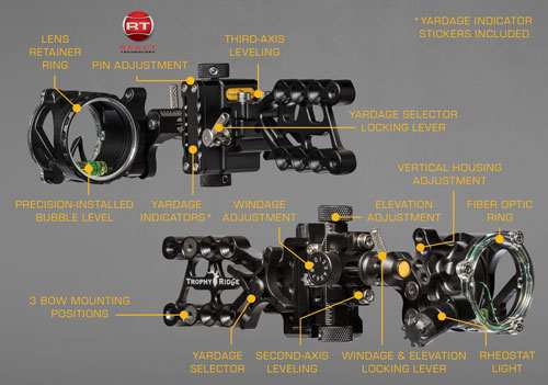 Trophy Ridge Bow Sight React - Alpha 1-pin .019 Rh Black - Skoutley Outdoors LLC