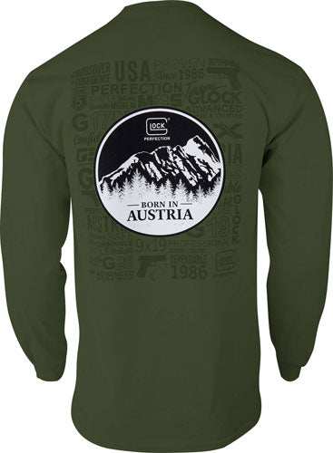 Glock Oem Born In Austria Long - Sleeve Shirt Military Grn 3xl - Skoutley Outdoors LLC