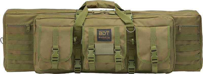 Bulldog 43" 2 Gun Tactical Cse - 3 Large Accessory Pockets Grn - Skoutley Outdoors LLC