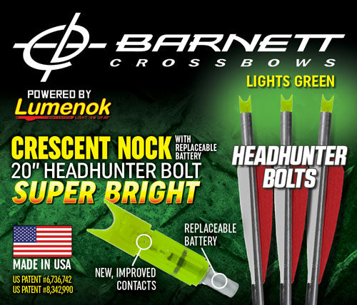 Load image into Gallery viewer, Lumenok Xbow Arrow 20&quot; Barnett - Headhunter Green Crescent 3pk
