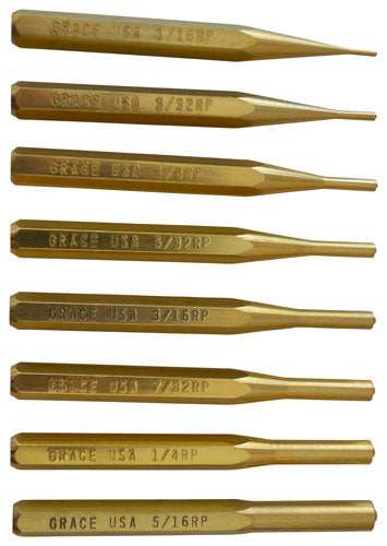 Grace Usa Punch Set - Roll Pin Punch Set Of 8 Brass - Skoutley Outdoors LLC