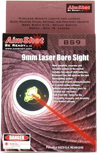 Aimshot Bore Sight 9mm W/ - External Battery Box Red - Skoutley Outdoors LLC