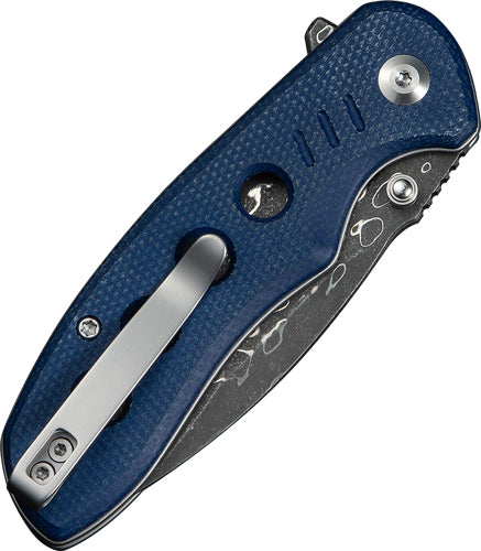Civivi Knife Triptych 2.97" - Blue Canvas Micarta Damascus - Skoutley Outdoors LLC