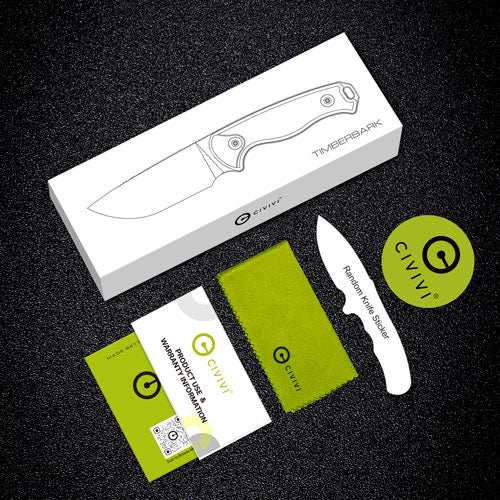 Civivi Knife Timberbark 3.2" - Fixed Green Micarta/blk Stnwsh - Skoutley Outdoors LLC