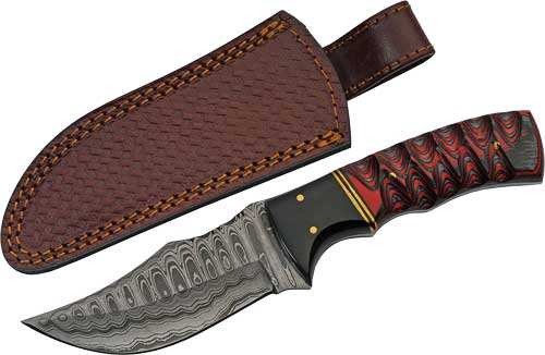 Szco Rite Edge 4" Buffalo Horn - /twisted Wood Damascus W/shth - Skoutley Outdoors LLC