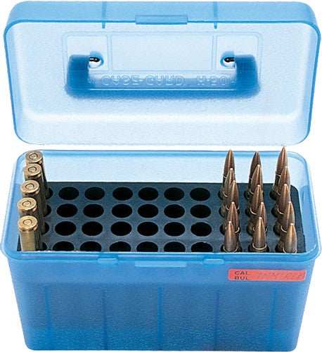 Mtm Deluxe Ammo Box 50-rounds - Rifle 7mm Rm To 300 Wm Clr Blu - Skoutley Outdoors LLC