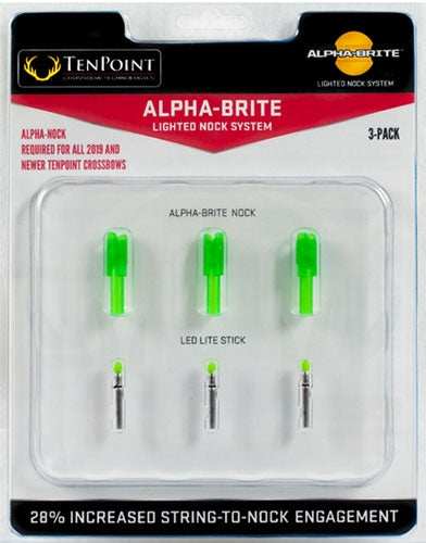 Tenpoint Lighted Xbow Nock - Alpha-brite .297" Green 3pk - Skoutley Outdoors LLC