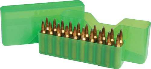 Mtm Ammo Box Large Rifle 20 - Rounds Slip Top Clear Green - Skoutley Outdoors LLC