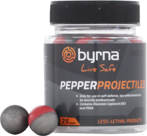 Byrna Pepper Projectiles - 25 Count Tub .68 Cal - Skoutley Outdoors LLC