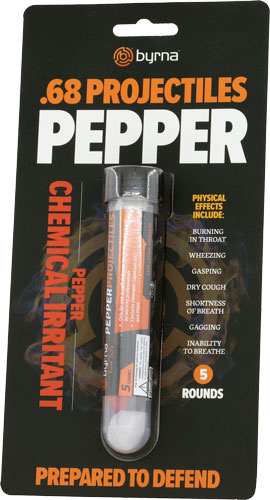 Byrna Pepper Projectiles - 5 Count Tube .68 Cal - Skoutley Outdoors LLC