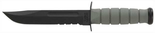 Ka-bar Fighting/utility Knife - 7" Serr W/plastic Sth. F-green - Skoutley Outdoors LLC