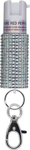 Sabre Jeweled Pepper Spray W/ - Snap Clip/twist Lock Silver - Skoutley Outdoors LLC