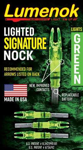 Lumenok Lighted Nock - Signature Series Green 3pk - Skoutley Outdoors LLC