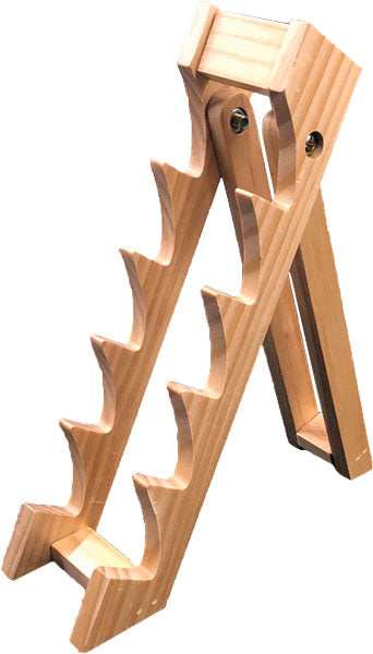 Abkt Wood Knife Display Stand - Holds 5 Knives 10.25