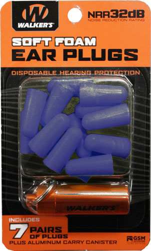 Walkers Ear Plugs Soft Foam - 32db 7-pair Blue W/carry Case - Skoutley Outdoors LLC