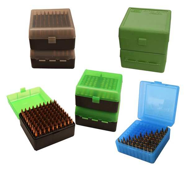 Mtm Deluxe Ammo Box Rifle 100 - Rounds 22-250 To 375h&h Grn - Skoutley Outdoors LLC