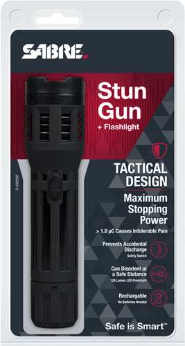 Sabre Stun Gun Flashlight - W/holster 1.820uc Black - Skoutley Outdoors LLC