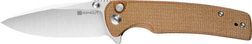 Sencut Knife Sachse 3.47" - Brown Micarta/satin Bttn Lock! - Skoutley Outdoors LLC