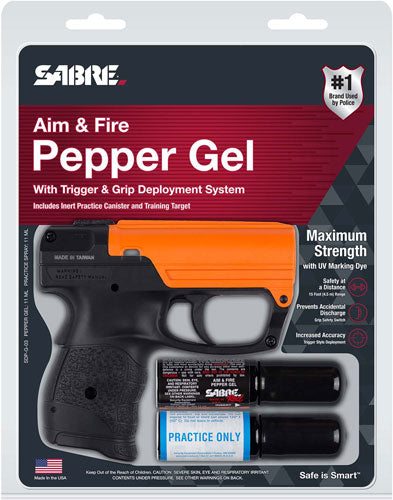Sabre Aim & Fire Pepper Gel - W/trigger And Grip Deployment - Skoutley Outdoors LLC
