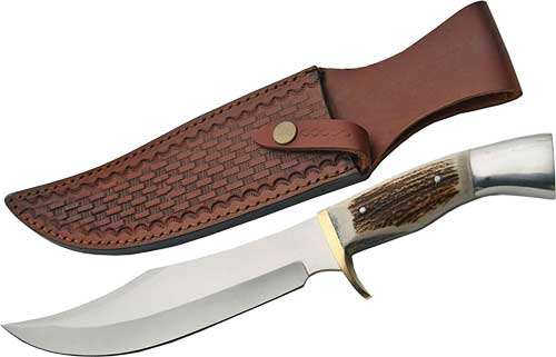 Szco Steel Stag 8" Iron Cougar - Deer Antler Handle Ss Blade - Skoutley Outdoors LLC