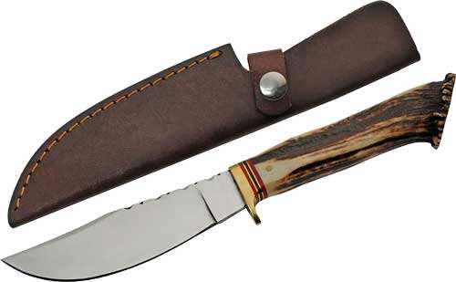 Szco Steel Stag 5" Stag Hunter - Deer Antler Handle Ss Blade - Skoutley Outdoors LLC