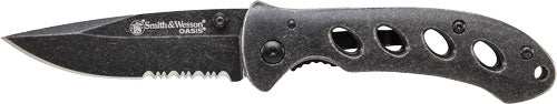 S&w Oasis Small Liner Lock - Knife 2.6" Stonewash Blade - Skoutley Outdoors LLC