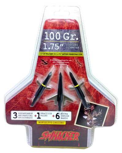 Swhacker Broadhead 2-blade - 100gr 1.75" Cut 3/pk - Skoutley Outdoors LLC