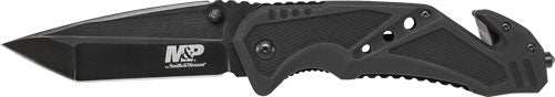 S&w Knife Clip Folder 3.8" - Blade Black W/ Strap Cutter - Skoutley Outdoors LLC