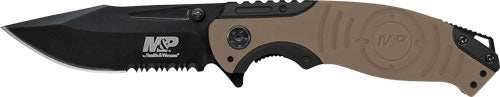 S&w Knife M&p Index Flipper - 3.5" Black/desert Tan Clip Pt - Skoutley Outdoors LLC