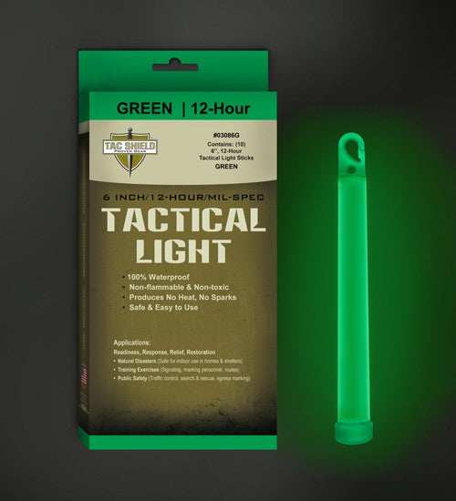Tac Shield Tactical Light - Stick 12 Hour 6" Green 10pk - Skoutley Outdoors LLC