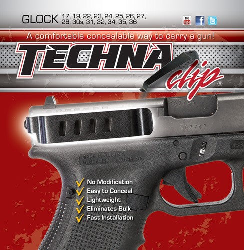 Techna Clip Handgun Retention - Clip For Glock Except 42/43