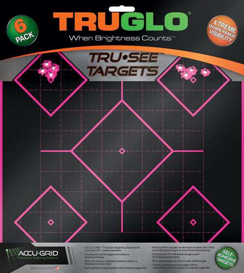 Truglo Tru-see Reactive Target - 5 Daimond 6-pack Pink - Skoutley Outdoors LLC