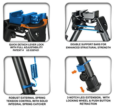 Load image into Gallery viewer, Utg Bipod Tactical Op 5.9-7.3&quot; - Picatinny Mount W/stud Adapter
