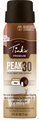 Tinks Peak30 Premium Deer Lure - Estrus Hot Shot Mist 3oz. Aero - Skoutley Outdoors LLC