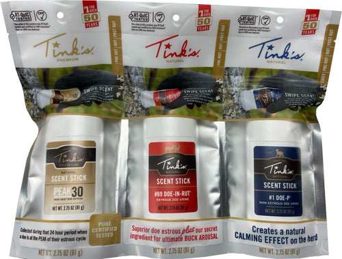 Tinks Deer Lure Scent Sticks - 3pc. Value Pack All Season - Skoutley Outdoors LLC