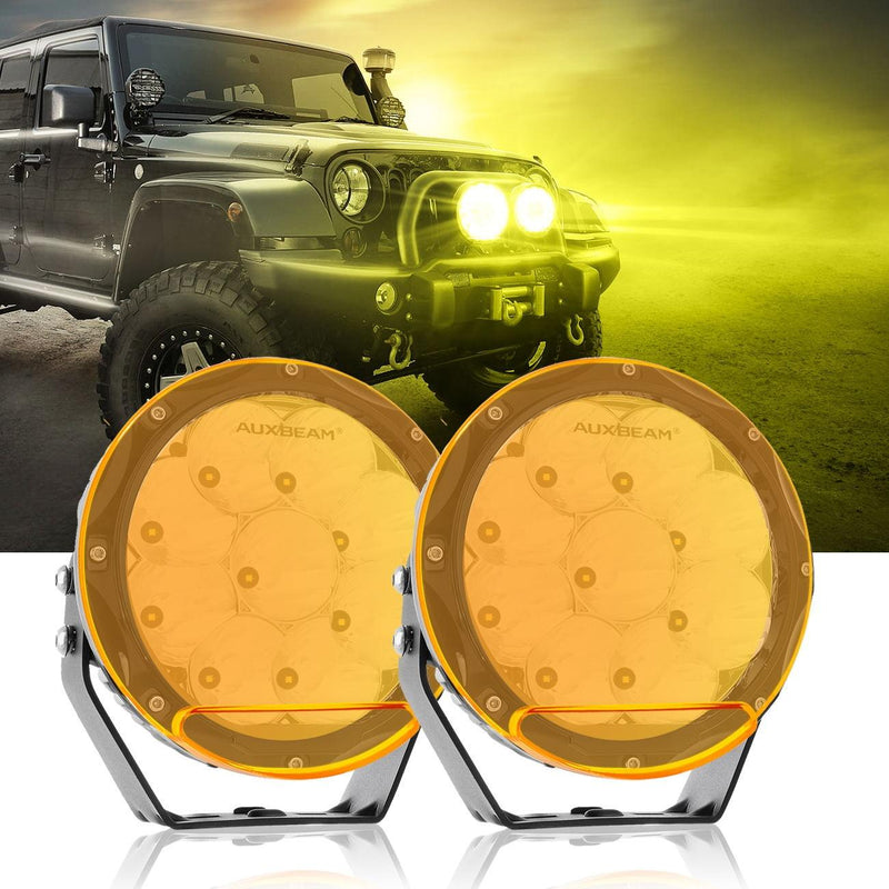 Load image into Gallery viewer, (2pcs/set) 7 Inch 90W Round Spot Beam Offroad LED Driving Lights w/ SAE Compliant+Amber/Black Covers(Optional)
