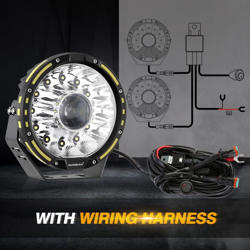 Load image into Gallery viewer, (2pcs/set) 7 Inch 230W 33332LM 360-PRO Series Custom Lens Offroad LED Driving Lights+Amber/Black Covers(Optional) for JEEP WRANGLER JL JK TJ
