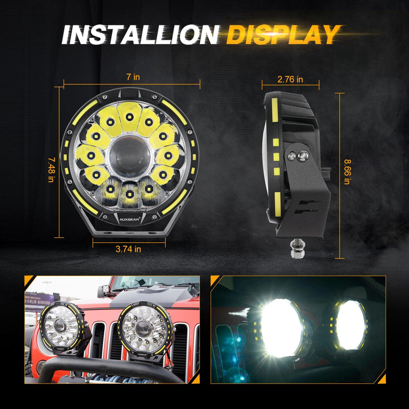 Load image into Gallery viewer, (2pcs/set) 7 Inch 230W 33332LM 360-PRO Series Custom Lens Offroad LED Driving Lights+Amber/Black Covers(Optional) for FORD F150 F250
