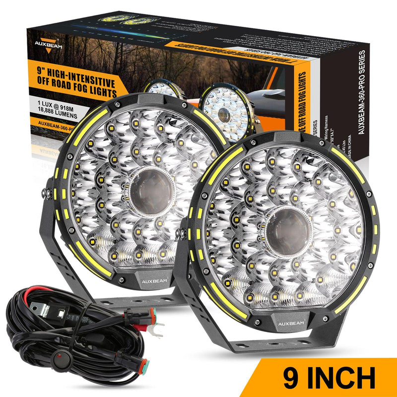 Load image into Gallery viewer, (2pcs/set) 9 INCH 270W 37776LM 360-PRO Series Custom Lens Offroad LED Driving Lights+Amber/Black Covers(Optional) for JEEP WRANGLER JL JK TJ
