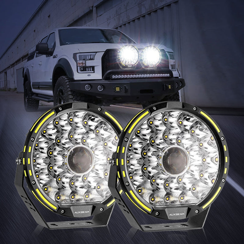 Load image into Gallery viewer, (2pcs/set) 9 INCH 270W 37776LM 360-PRO Series Custom Lens LED Driving Lights+Amber/Black Covers(Optional) for Ford F150 F250 F350 F450
