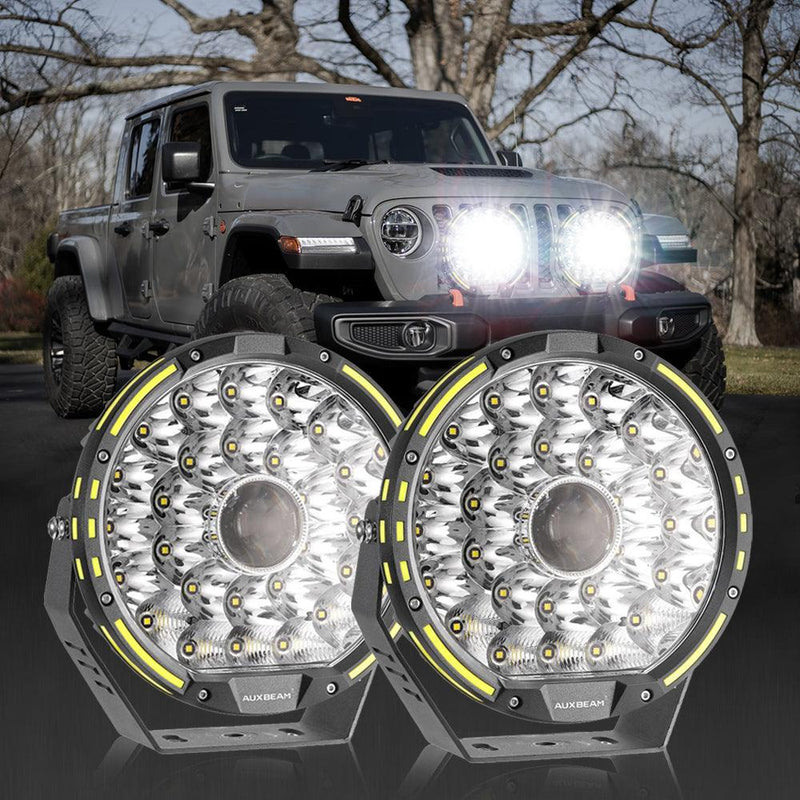 Load image into Gallery viewer, (2pcs/set) 9 INCH 270W 37776LM 360-PRO Series Custom Lens Offroad LED Driving Lights+Amber/Black Covers(Optional) for JEEP WRANGLER JL JK TJ
