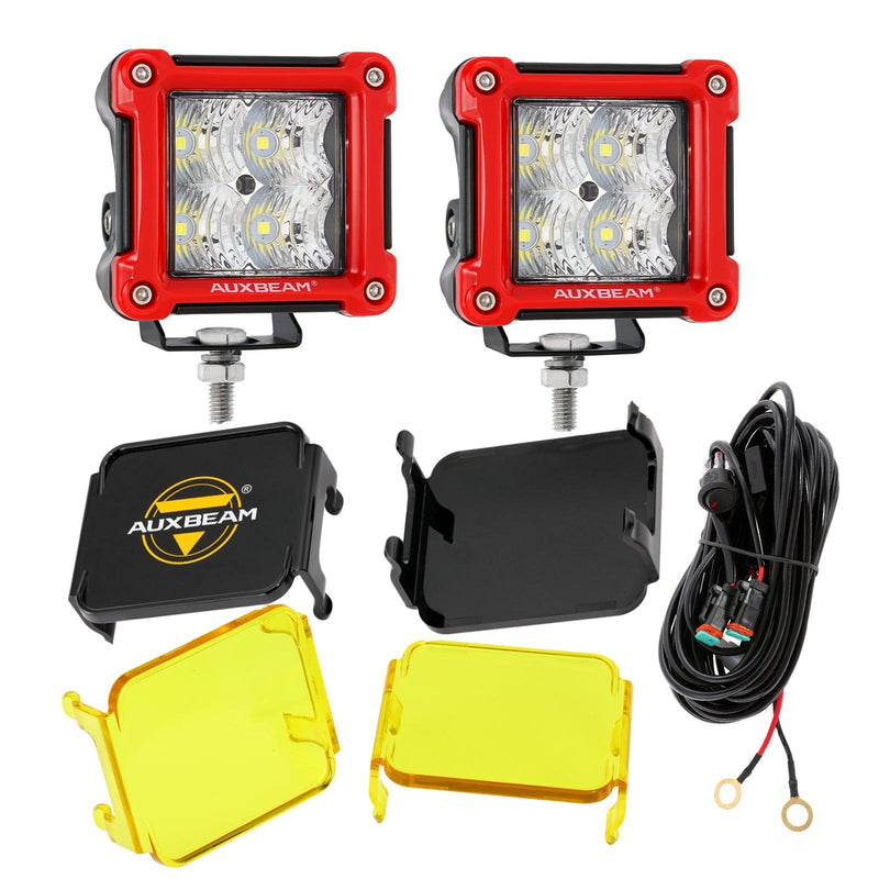 Load image into Gallery viewer, 3&quot; 40W LED Pods Light Spot/Flood Multicolor frame with wiring harness for JEEP
